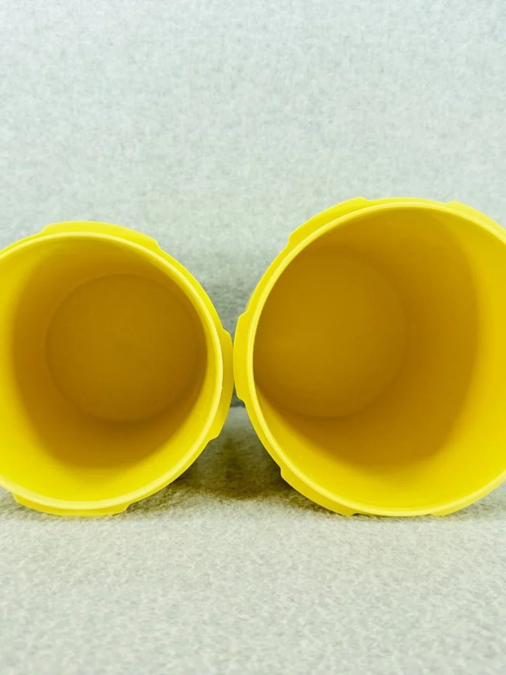 Tupperware Canisters w Lids Lot of 2 Vintage Yellow 811-4 809-6 Plastic Storage